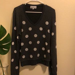 WILDFOX Polka Dot V-neck Sweatshirt